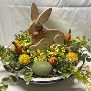 Wooden Bunny Easter Centerpiece
